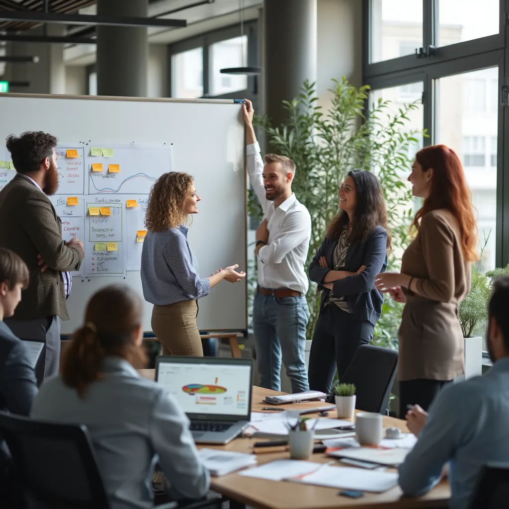 Equipo de consultores en una reunión estratégica