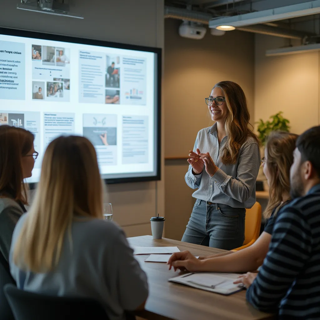 Consultor liderando un taller con un cliente