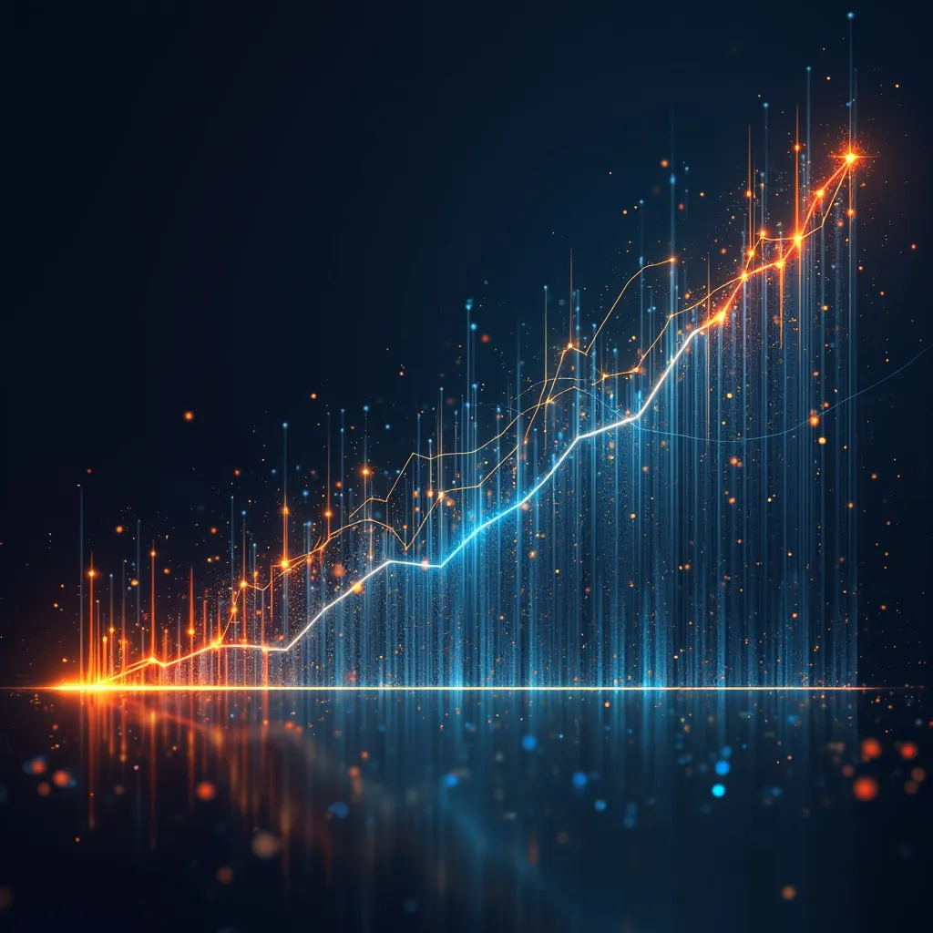 Gráfico de crecimiento exponencial para startup tecnológica